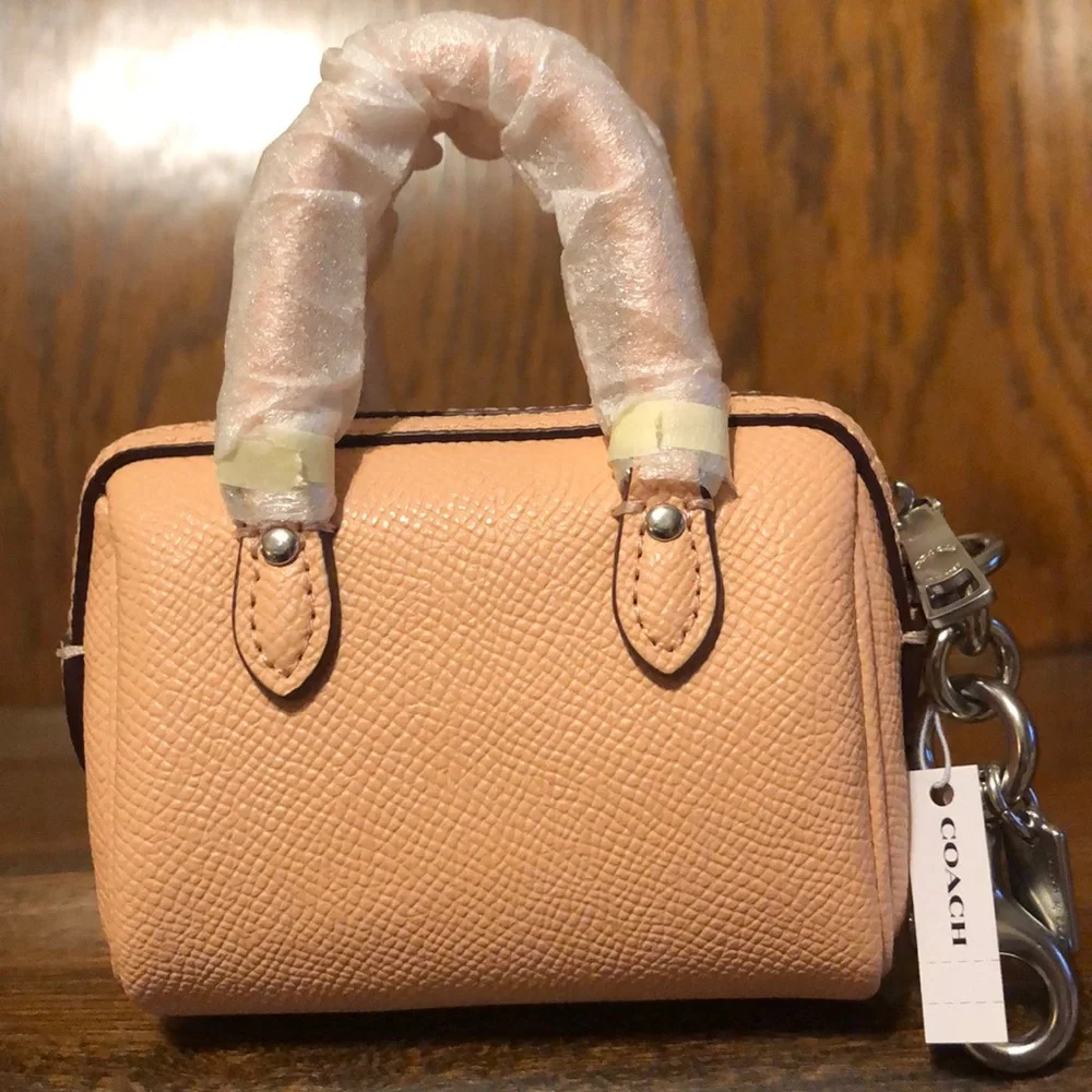 NWT-Coach-Mini Rowan Satchel Bag Charm/Keychain-Light Blush/Silver-$138 - Picture 3 of 12
